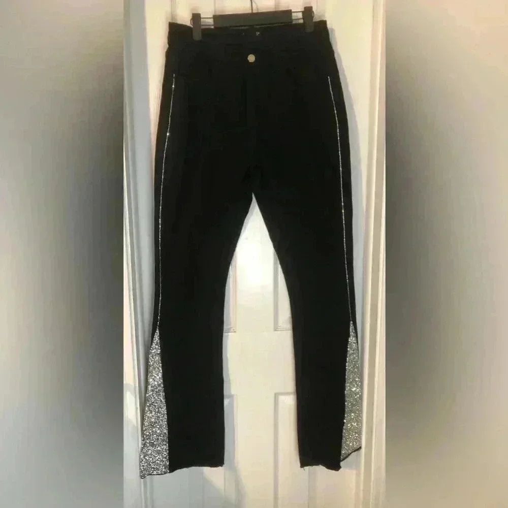 Black Jeans with Silver Large Glitter Detail - Picture 14 of 14